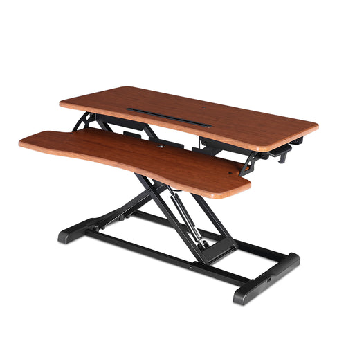 Ashley Rose Height Adjustable Standing Desk Office Sit Stand Riser Walnut - Ashley Rose