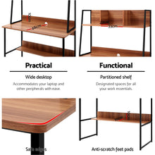 Load image into Gallery viewer, Ashley Rose Office Computer Desk Study Table Workstation Storage Bookshelf Walnut - Ashley Rose