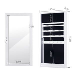 Wall Mounted Mirror with Jewellery Cabinet - White - Ashley Rose