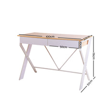 Load image into Gallery viewer, Ashley Rose Metal Desk with Drawer - White with Oak Top - Ashley Rose