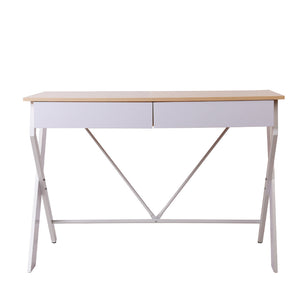 Ashley Rose Metal Desk with Drawer - White with Oak Top - Ashley Rose