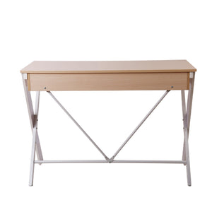 Ashley Rose Metal Desk with Drawer - White with Oak Top - Ashley Rose