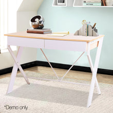 Load image into Gallery viewer, Ashley Rose Metal Desk with Drawer - White with Oak Top - Ashley Rose