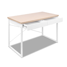 Load image into Gallery viewer, Ashley Rose Metal Desk with Drawer - White with Wooden Top - Ashley Rose