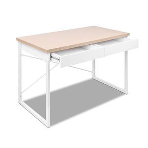 Ashley Rose Metal Desk with Drawer - White with Wooden Top - Ashley Rose