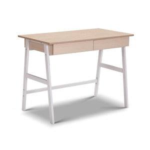 Ashley Rose Metal Desk with Drawer - White with Oak Top - Ashley Rose