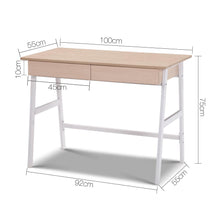 Load image into Gallery viewer, Ashley Rose Metal Desk with Drawer - White with Oak Top - Ashley Rose