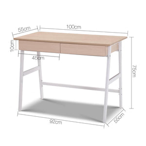 Ashley Rose Metal Desk with Drawer - White with Oak Top - Ashley Rose