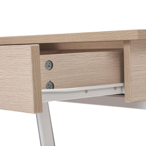 Ashley Rose Metal Desk with Drawer - White with Oak Top - Ashley Rose