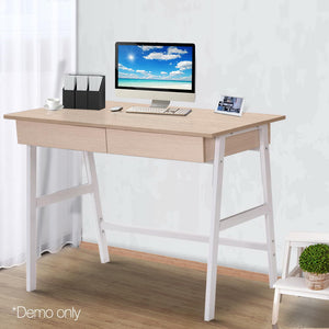 Ashley Rose Metal Desk with Drawer - White with Oak Top - Ashley Rose