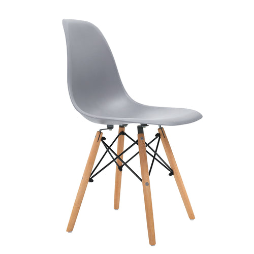 Ashley Rose 4x Retro Replica Eames Dining DSW Chairs Kitchen Cafe Beech Wood Legs Grey - Ashley Rose