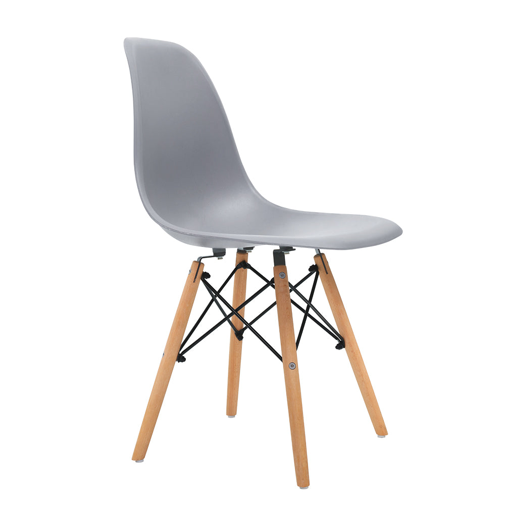 Ashley Rose 4x Retro Replica Eames Dining DSW Chairs Kitchen Cafe Beech Wood Legs Grey - Ashley Rose