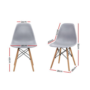 Ashley Rose 4x Retro Replica Eames Dining DSW Chairs Kitchen Cafe Beech Wood Legs Grey - Ashley Rose