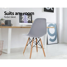 Load image into Gallery viewer, Ashley Rose 4x Retro Replica Eames Dining DSW Chairs Kitchen Cafe Beech Wood Legs Grey - Ashley Rose