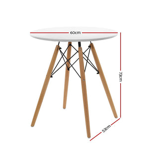 Ashley Rose Replica Eames DSW Eiffel Dining Table Kithcen Cafe 4 Seater Timber Round White - Ashley Rose