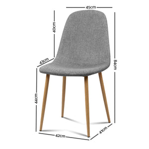 Ashley Rose 4x Adamas Fabric Dining Chairs - Light Grey - Ashley Rose