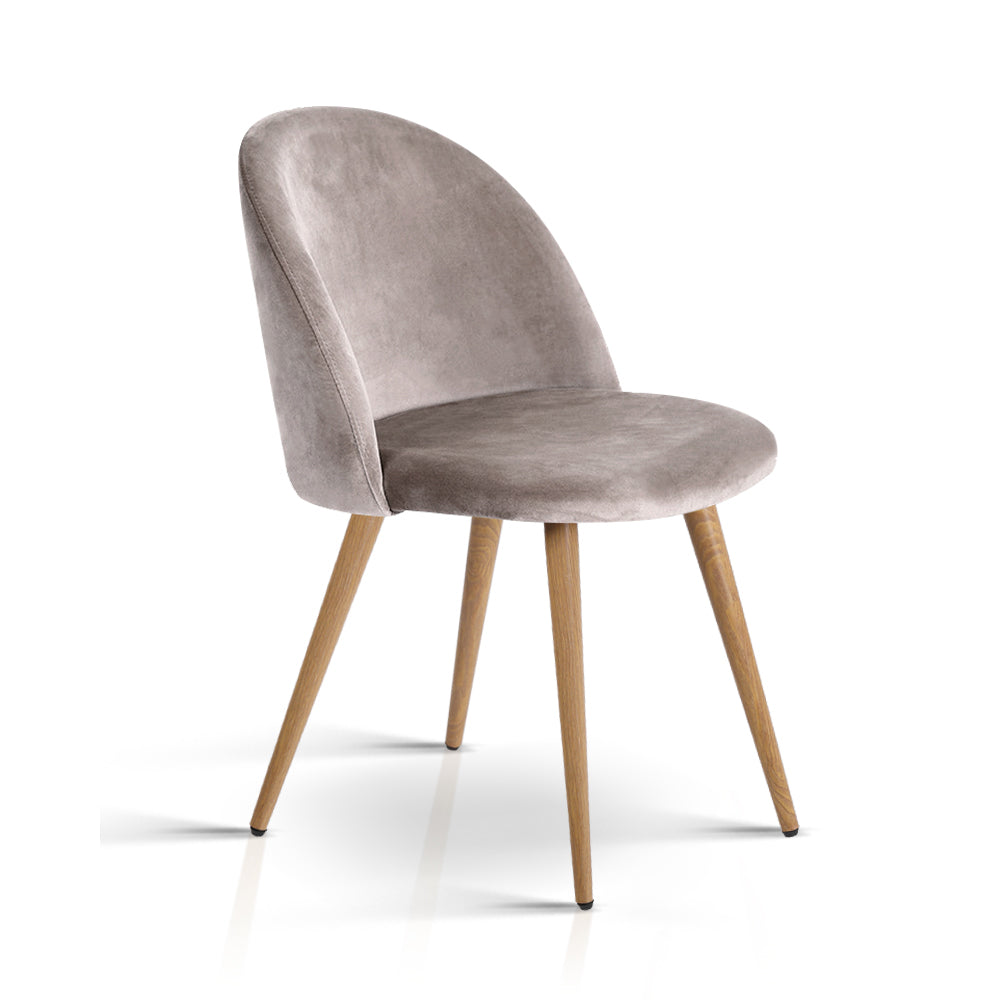 Ashley Rose Set of Two Velvet Modern Dining Chair - Light Grey - Ashley Rose