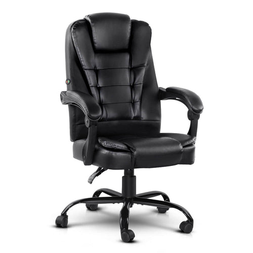 Ashley Rose Electric Massage Office Chairs PU Leather Recliner Computer Gaming Seat Black - Ashley Rose