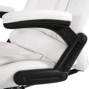 8 Point PU Leather Reclining Massage Chair - White - Ashley Rose