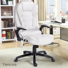 Load image into Gallery viewer, 8 Point PU Leather Reclining Massage Chair - White - Ashley Rose