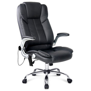 8 Point PU Leather Massage Chair - Black - Ashley Rose