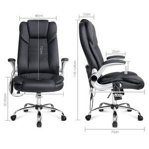 8 Point PU Leather Massage Chair - Black - Ashley Rose