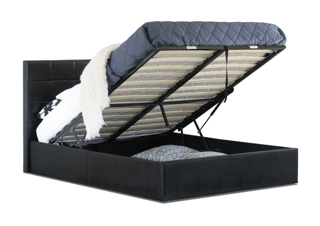 Bristol PU Leather King Gas Lift Ottoman Storage Bed Black - Ashley Rose