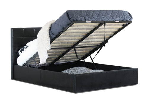 Bristol PU Leather King Single Gas Lift Ottoman Storage Bed Black - Ashley Rose