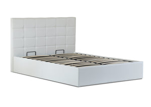 Bristol PU Leather Double Gas Lift Ottoman Storage Bed White - Ashley Rose