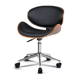 Ashley Wooden & PU Leather Office Desk Chair - Black - Ashley Rose