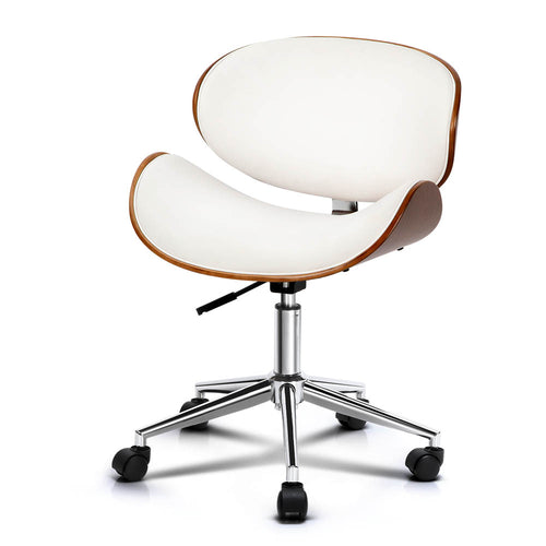 Ashley Rose Wooden & PU Leather Office Desk Chair - White - Ashley Rose