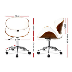 Ashley Rose Wooden & PU Leather Office Desk Chair - White - Ashley Rose