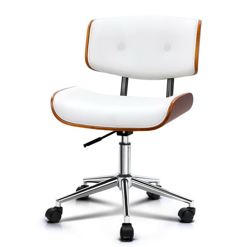 Ashley Rose Executive Wooden Office Chair Leather Computer Chairs Seat Bentwood White - Ashley Rose