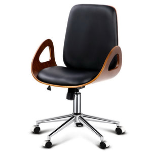 Ashley Rose Wooden & PU Leather Office Desk Chair - Black - Ashley Rose