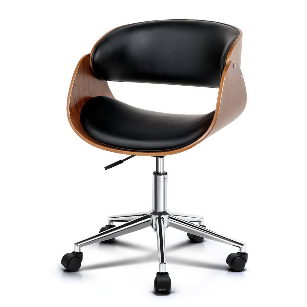 Ashley Rose Wooden & PU Leather Office Desk Chair - Black - Ashley Rose