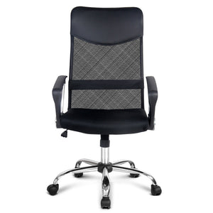 PU Leather Mesh High Back Office Chair - Black - Ashley Rose