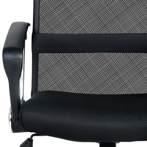 PU Leather Mesh High Back Office Chair - Black - Ashley Rose