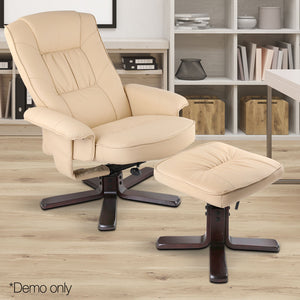 Ashley Rose PU Leather Wood Armchair Recliner - Beige - Ashley Rose