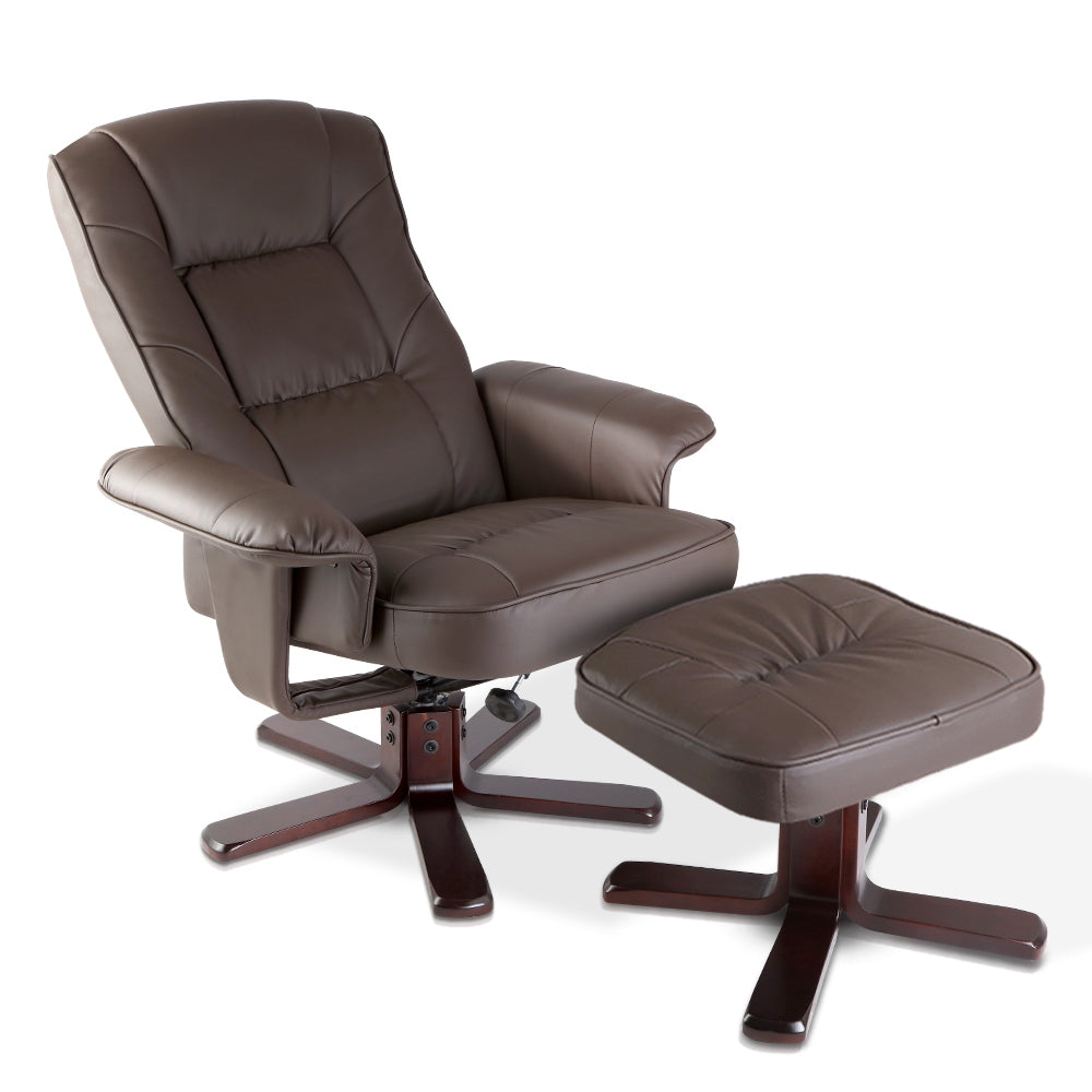 Ashley Rose PU Leather Wood Armchair Recliner - Chocolate - Ashley Rose