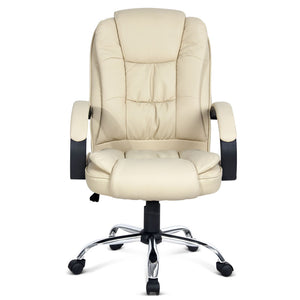 Executive PU Leather Office Desk Computer Chair - Beige - Ashley Rose