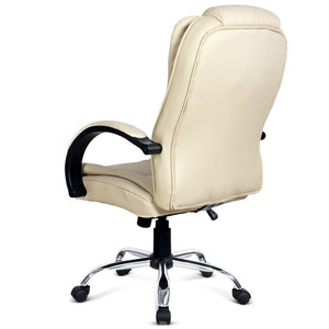 Executive PU Leather Office Desk Computer Chair - Beige - Ashley Rose