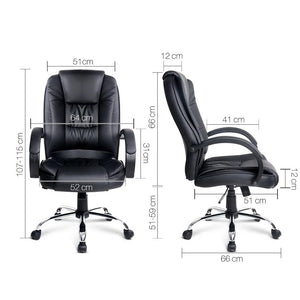 Executive PU Leather Office Desk Computer Chair - Black - Ashley Rose