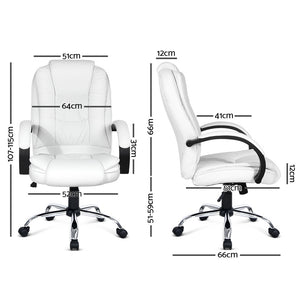 PU Leather Padded Office Desk Computer Chair - White - Ashley Rose