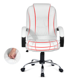 PU Leather Padded Office Desk Computer Chair - White - Ashley Rose