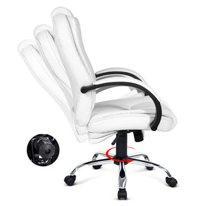 PU Leather Padded Office Desk Computer Chair - White - Ashley Rose