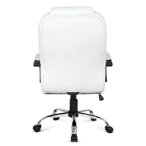 PU Leather Padded Office Desk Computer Chair - White - Ashley Rose