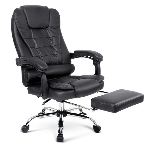 PU Leather Reclining Chair with Footrest - Black - Ashley Rose