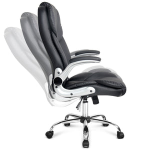 PU Leather Executive Office Desk Chair - Black - Ashley Rose