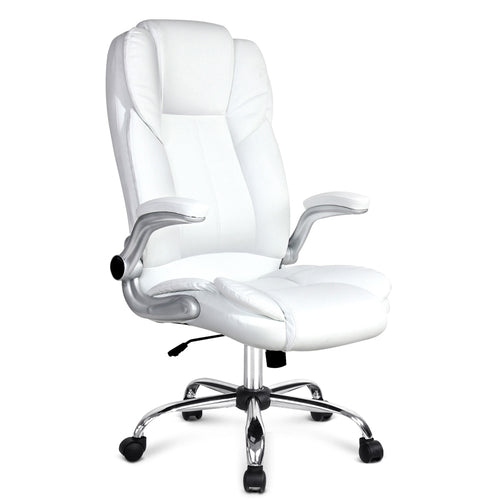 PU Leather Executive Office Desk Chair - White - Ashley Rose