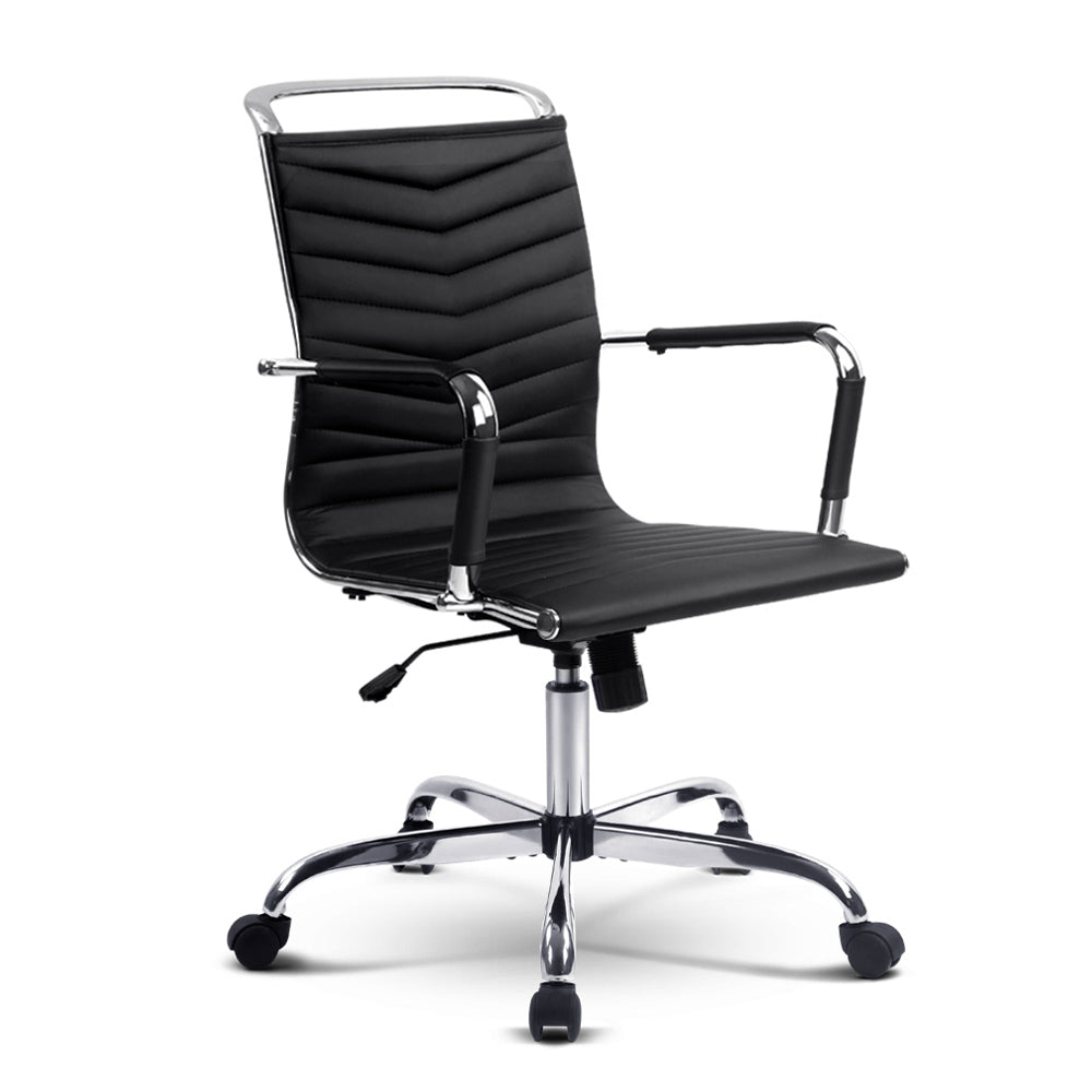 Eames Replica Office Chair Executive Mid Back Seating PU Leather Black - Ashley Rose